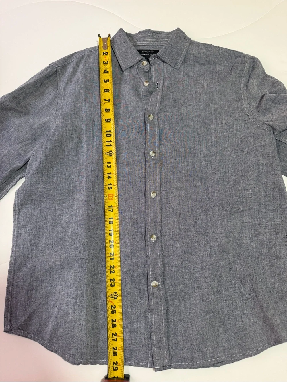Banana Republic Men’s Gray Linen Blend Slim Fit Button-Down Shirt | Large